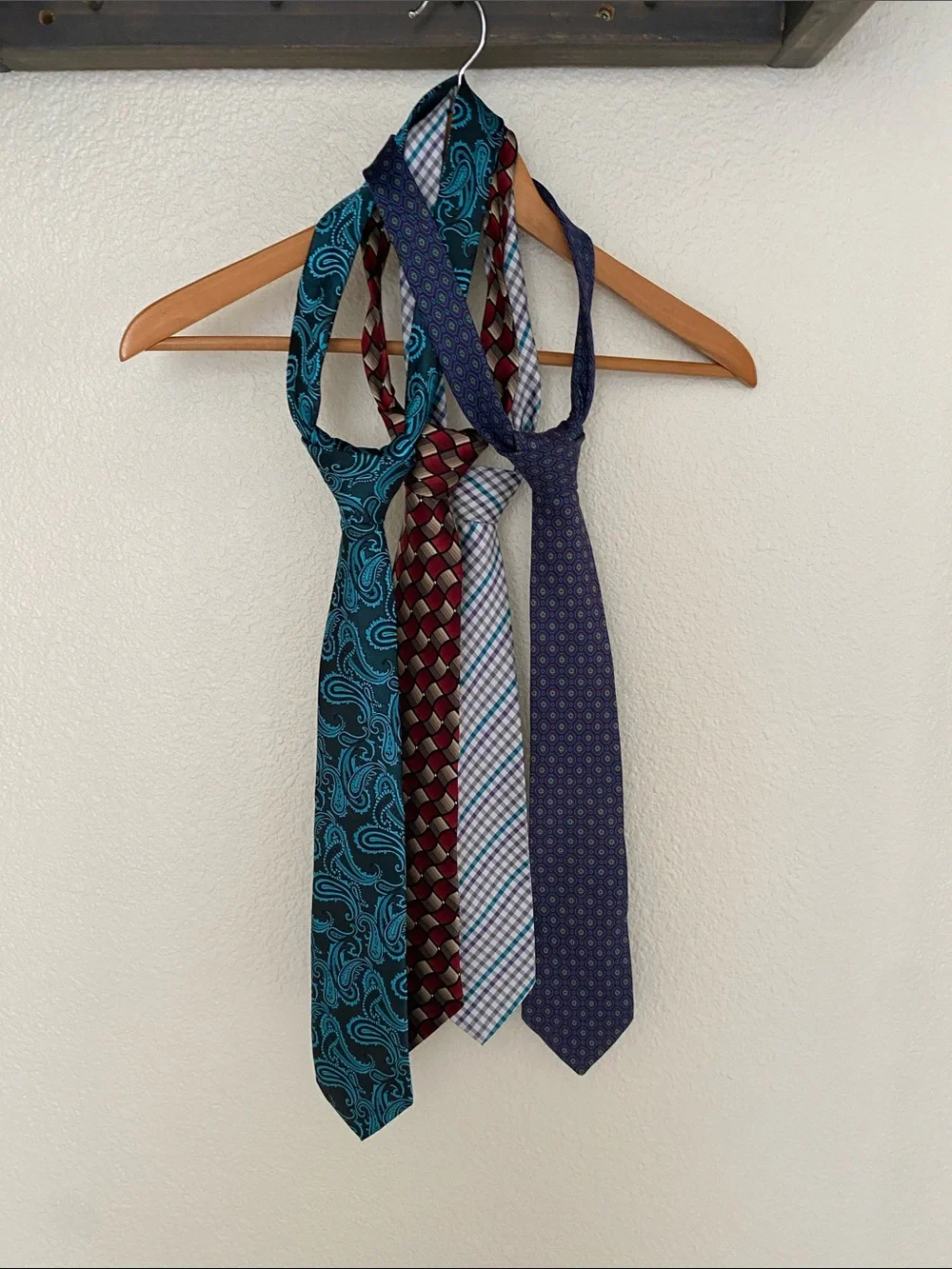 Men's Blue & Burgundy Patterned Tie Set - Unbranded